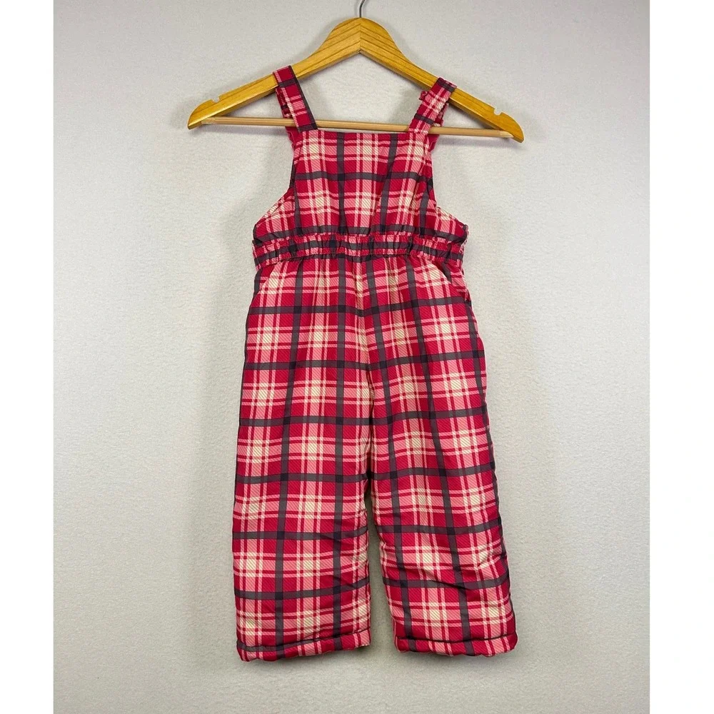 Winter OshKosh Bgosh Kids 2T Pink Plaid Insulated Snow‎ Bib Overalls B2117S46-KO